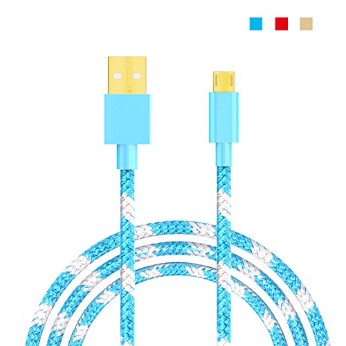 ICZI Aluminium USB 2.0 auf Micro USB Kabel, Micro USB Ladekabel Datenkabel, vergoldet Stecker, 3-Pack ( 1x 1M Schwarz, 1x 1M Gold, 1x 1M Blau ), für Samsung , HTC , Huawei , Sony , Powerbank usw. - 3