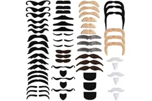 Longan Craft Fake Moustache 60 Pcs Fake Beard Stick on Moustache Self Adhesive Realistic Moustaches Kit for Birthday Party Novelty Fancy Mexican Performance Costume Decorations Masquerade Photo Props