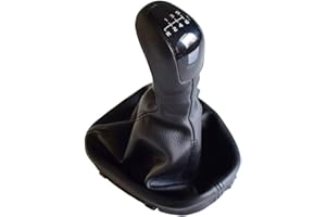 KAKULKOMEN Manueller Schaltknauf Schalthebel Leder Gamasche Kofferraumabdeckung Autozubehör für Mercedes-Benz C Klasse W203 S203 (6 Gang)