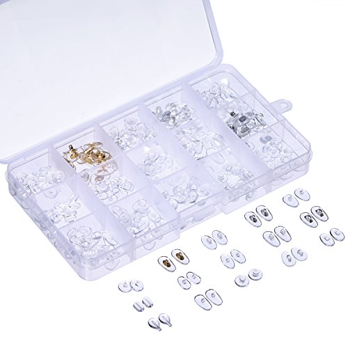 15 Estilos de Almohadillas de Nariz 150 Pares Almohadillas de Gafas de PVC Ultra-suave para Gafas de Sol con Caja de Almacenamiento