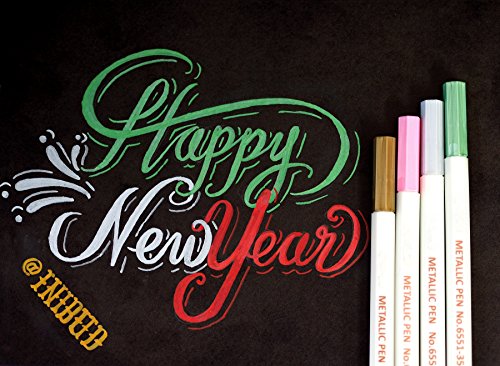 INIBUD Metallic Marker Pens, Satz von 10 Farben inkl. 8 Tafel Labels für Kartenherstellung DIY Fotoalbum Gebrauch auf irgendeiner Oberfläche-Papier Glas Kunststoff Keramik - 5