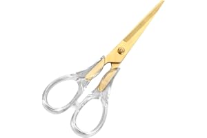 XTHROTSENK Gold Heavy Duty Craft Scissors - Clear Acrylic Professional Shears for Home School Office Paper Fabric