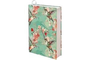 Kuiaobaty Copertina per libro in tessuto con colibrì e fiori, per quaderni, romanzo, pittura floreale con uccelli