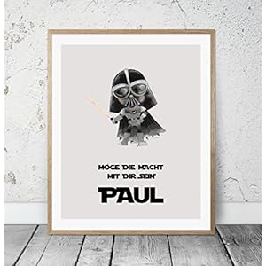 HEART OF PRINT Kinderposter Namensbild Star Wars Darth Vader - Geburtsdruck mit Wunschname für Jungen, Baby, Kind - Kunstdruck personalisiert, Geschenkidee zur Geburt, Taufe, Geburtstag; individuelles Geschenk, Taufgeschenk, Babygeschenk, Geburtsgeschenk als Poster oder Kinderzimmer Wandbild - ungerahmt