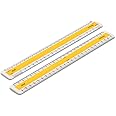 Verulam 12" Imperial Flat Oval Scale Ruler with No.204 Scales - Side 1: 1:500 ft & 1:2500 ft, Side 2: 1/8", ¼" & ½", 1" = 1ft