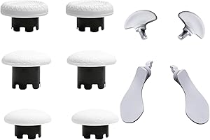 PEIXIONG 10-in-1 Metal Thumbsticks Accessories for PS5 Dualsense Edge Controller,4 Metallic Back Paddles Triggers Buttons Repair Parts with 6 Analog Joysticks for PS5 Dualsense Edge(White) [video game]