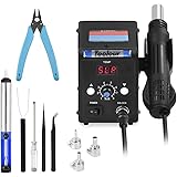 Hot Air Rework Station Toolour Soldering Station with 100-500°C Heat Gun Temperature & Air Speed Controlled Desoldering Stati