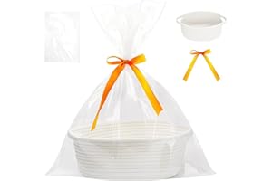 HMCEY Panier de Rangement en Corde de Coton,Panier Table A Langer Bebe,Corbeille Organisateur Salle de Bain,Boite de Rangement Tressée,Paniers de Présentation Cadeau,Storage Basket pour Anniversaire