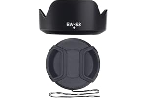 FIRE ROCK Bouchon avant d'objectif 49 mm et pare-soleil EW-53 pour Canon M50 M100 M6 avec EF-M 15-45 mm est STM, EF-S 35 mm f/2.8 est STM pour remplacer l'objectif Canon EW-53 (1 capuchon + 1 capuchon)
