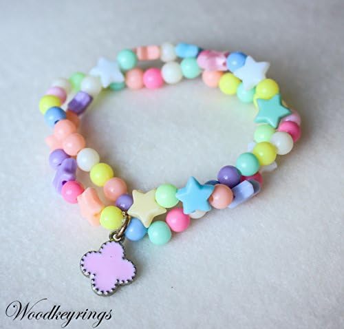 Handmade Colorful Star Round Beads twist Colorful Round Beads Bracelets with Cross Pendant Come with Gift Box