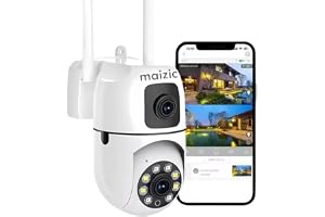 Maizic Smarthome Dual Lens Mini Fox | 5+5MP WiFi CCTV Camera with PTZ & Fixed View | AI Motion Detection, Color Night Vision, Two-Way Audio, 360° Coverage, App Remote Access