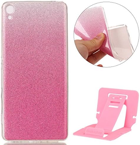 Sony Xperia XA Glitter Case, Sony Xperia XA Silicone Cover, Clear Transparent Case for Sony Xperia XA, Ekakashop Fashion Funny Creative 3d Gel Soft TPU Silicone Rubber Case, Colourful Painting High penetration IMD Tech Cute Funny Glitter Sparkle Bling Transparent Clear Soft Silicone Cover Shockproof Protective Case Cover for Sony Xperia XA with 1x Kickstand (Color Random), IMD-Pink
