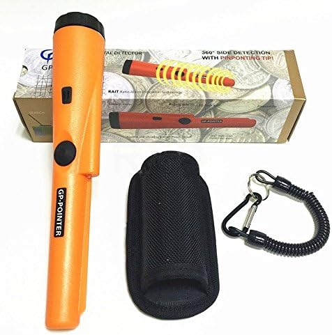 Metal Detector GP LED Pin Pointer Probe with Waterproof Search Coil High Discrimination with Holster Treasure Buzzer Vibration Automatic Tuning for Juniors and Beginners Gold Digger Treasure Hunter Hunting Unearthing Tool (Orange)