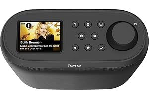 ‎HAMA Hama DIR400 radio cyfrowe DAB+ (radio internetowe, Bluetooth RX, FM, montaż podszafkowy lub pionowy, 2,4” wyświetlacz TFT, Wi-Fi 2,4/5 GHz, dwa alarmy, czarne)