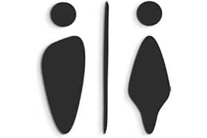 3DP Signs - Targa Bagno a Rilievo (15 cm) - Set Adesivo Toilette WCE Serie Fluid - Targhette Bagno Uomo Donna - Adesivi WC Restroom (1 Uomo + 1 Donna, Nero)