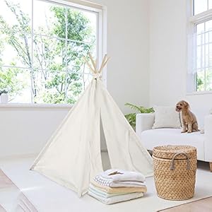 Haustier Tipi Hund Hündchen Katzenhaus Bett - Portables Tipi-Zelt Für Hunde by UKadou Reines Weißes Baumwoll-Canvas