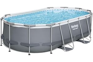 Bestway Power Steel Frame Kit Piscine Ovale avec Pompe filtrante Gris 427 x 250 x 100 cm
