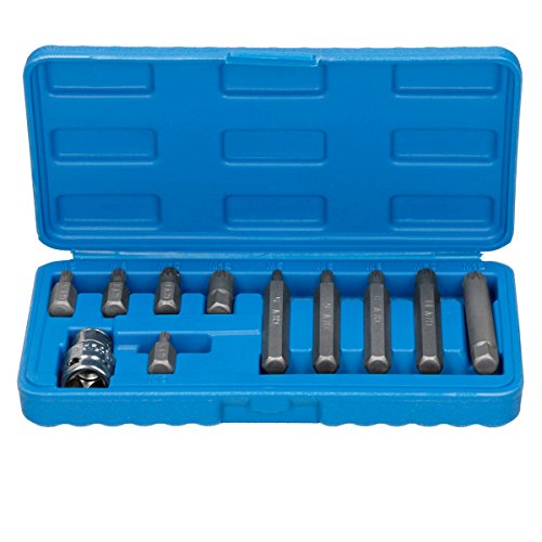 ECD Germany Juego de 11 vasos atornilladores en práctica caja de plástico M5, M6, M8, M10, M12