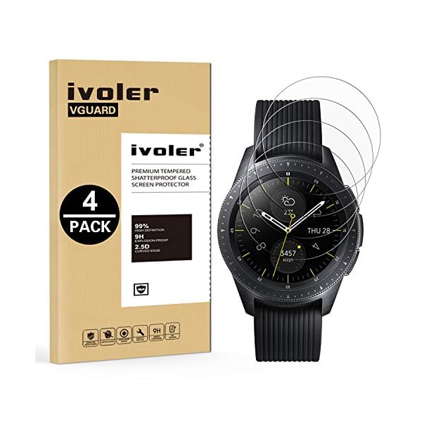 ivoler 4 Unidades Protector de Pantalla para Samsung Galaxy Watch 3 41mm / Samsung Galaxy Watch 42mm, Cristal Vidrio…