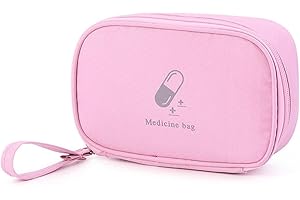 JEYORZY 1 Pièces Trousse de Secours Vide, Trousse Pharmacie Voyage, Boite Pharmacie, Boite Medicaments Rangement, Sac de Médecine Portable, Sac de Rangement de Médicaments per Viaggio, Rosa