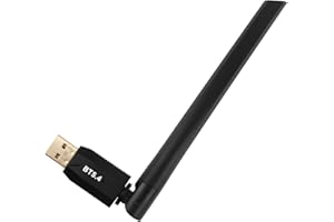 HEMLOSK Bluetooth 5.4 USB Adapter mit 150m Reichweite und Externer 5dBi Antenne, Bluetooth Dongle für PC/Laptop, Unterstützt Windows 11/10/8.1, Plug & Play, 7 Geräte gleichzeitig koppelbar