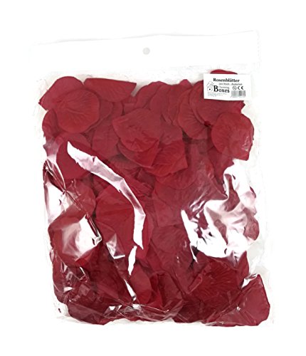 500 dunkelrote Rosenblätter, bordeaux rot – Hochzeitsdeko, Valentinstag, Heiratsantrag, Streudeko, Liebe, Romantisch, Basteln – dunkelrot, Stoff, Blütenblätter, Valentinsgeschenk, künstliche Blütenblätter - 7