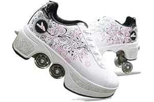 SCIFICWOM Duvetset Roller Skates, 2in1 Multipurpose Shoes，Skateboarding Shoes, Multifunctional Deformed Shoes Children Students Adult Roller Skating Roller Skates Outdoor Sports Skating Travel Best Choice