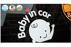 DB11 Baby in Car Baby on Board White Stickers Car Warning Sign, Reflective Waterproof (Boy)