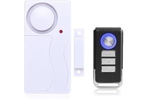 Mengshen Alarme de Porte et Fenêtre - Alarme Antivol sans Fil avec Télécommande, Facile à Installer, 105db Très Fort (Comprend 1 Alarme et 1 Télécommande)
