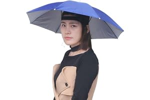 GEMINI_MALLL Gemini_mall Umbrella Hat, Colorful Folding Headwear 26”, Elastic Headband Sun Rain Umbrella Hat Cap Fancy Dress for Party, Fishing and Gardening, Prefect for Kids & Adults, Men & Women