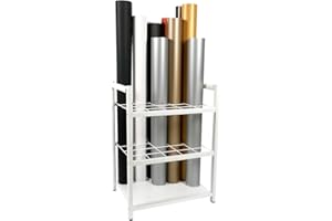 J JACKCUBE DESIGN Blueprint Storage Rack, Blueprint Metal Holder 20 Slots Rolling File Cart Organizer for Architectural Construction Plan, Wrapping Paper, Art Supplies (White)- MK1301B