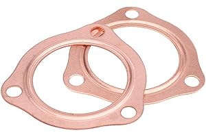 Hlyjoon 2 Pcs 2.5 inch 3 Bolt Pattern Copper Header Exhaust Collector Gaskets Reusable Hardware Gasket Exhaust Gasket Exhaust Flange Gasket for SBC BBC 302 350 454