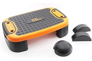 66fit Multi Function Step Board - Balance Wobble Rocker Stretch Aerobic Stepper, Black