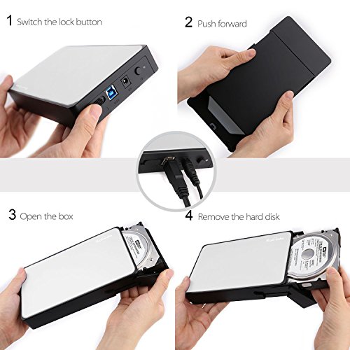 UASP Mode Festplattengehäuse, Spinido® USB 3.0 & 2.0 Aluminium Externes Festplatten Gehäuse Optimiert für 3.5″ SATA III HDD mit USB 3.0 Kabel, Tool-free ( werkzeuglose Installation ) Kompatibel mit Windows 98SE / ME / 2000 / XP /Vista / 7 / 8, Mac OS 9.0 usw. ( Silber ) - 7