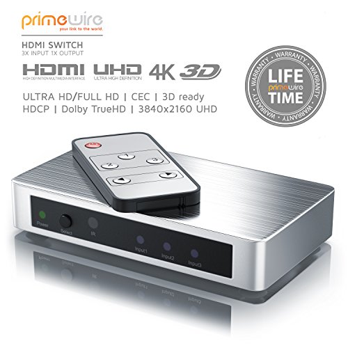 Primewire – UHD 4k 3-Port HDMI Switch | HDMI Umschalter | Ultra HD / Full HD | CEC | 3D ready | HDCP | Dolby TrueHD | 3840×2160 UHD 4k (2160p) bei 30Hz | silber (Aluminium-Gehäuse) - 5