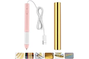 CYFUN DESIGN Set di rotoli di pellicola a caldo e caldo attivati per la creazione di biglietti di ritagli, punta standard da 1,5mm,penna per stampaggio a caldo per scrapbooking,penna da disegno USB DC5V forniture