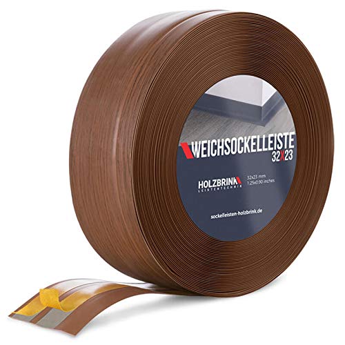 HOLZBRINK Rodapiés flexible autoadhesivo Roble Oscuro Rodapiés flexible 32x23 mm, 10 m Zócalo Autoadhesivo