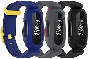 honecumi Bracelet Compatible avec Fitbit Ace 3 Bracelet enfant, Fitbit Ace 3 Souple Silicone Classiques Reglables Sport Bracelet Accessoires Élégant sangle