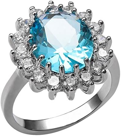 Weinuo Aquamarine 925 sterling silver Gemstone Fashion Ring Size T1/2
