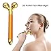 Price comparison product image Facial Massage Beauty Bar 3D Roller Heidan Stone Massager 24K Gold Plated Head Waterproof Skin Wrinkle Treatment Face Lift Tool Firming Beauty Head Massager Body Face MassagerGold