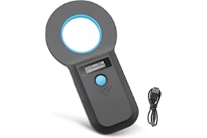 Pixelure Bluetooth Lector Chip Mascotas OLED Lector, Lector Microchip Animales, EMID/FDX-B (ISO 11784/11785) Escáner Microchip Almacenamiento de Datos Lector Chip para Animal/Mascota/Perro/Gato