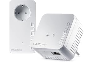 ‎DEVOLO devolo Magic 1-1200 WiFi Mini Starter Kit Compact Kit 2 Powerline WiFi Adapters for Secure Home Network (1200Mbps, 1 x Fast Ethernet LAN Connection, Mesh WiFi, G.hn Technology) White