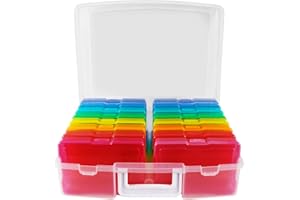 novelinks Boîte de rangement pour photos 10,2 x 15,2 cm – 16 compartiments intérieurs pour photos (multicolore)