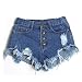 Produktbild Forh Denim Mädchen Vintage Hohe Taille Denim Shorts Quaste Mini Hotpants Kurz Jeans Mode Lochjeans Kurzschlüsse Super Cool Sommer Strand Kurze Hosen (Dunkel Blau, S)