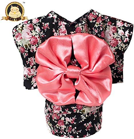 CatYou Pet Dress Up Costume Japanese Kimono With Bowknot Apparel for Dog Cat Puppy Pet (XL - Length 14.5" / Neck 12.5" / Chest 19.3")
