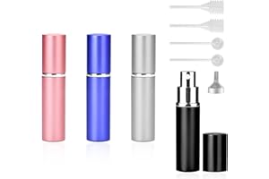 YSDYY 4 botellas atomizadoras de perfume de 10 ml, botella spray recargable con embudo, cuentagotas resorte, gotero dividido, botella viaje portátil a prueba fugas para mujeres, hombres, viajes familiares