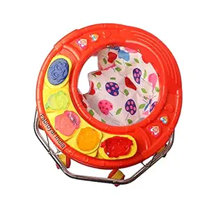 GENERIC Musical Baby Activity Walker for Kids with Music, Light and Adjustable Height - for Boys and Girls - Suitable Age 9 to 12 Months + (RED, 9-12 Months)