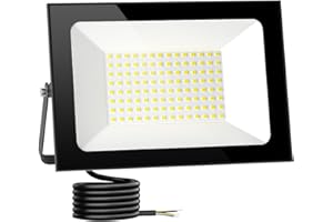 LITGLOBE Floodlight Outdoor, 100W 10000LM LED Flood Light, 6500K Cold White Outside Light, IP66 Waterproof Security Light for Yard, Garden, Garage, Patio, Warehouse