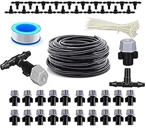 DIY Crafts Misting System Outdoor Cooling Mist System Drip Irrigation Mister with Misting Nozzle Spinklers for Home Garden Patio (10 Misting Nozzle, Multi Set/Kit)