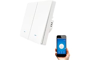 Interruptor WiFi Inteligente de Pared compatible con Alexa, Google Home y Smart Life, iOS y Android, Programable – Smartfy (Doble Botón)